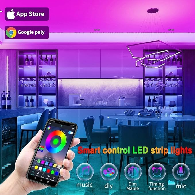 Tenmiro 50ft Led Strip Lights, Smart Led Lights Strip Music Sync Color Changing - Image 4