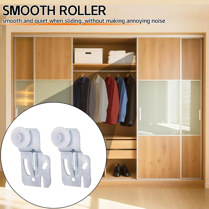10Pcs Sliding Closet Door Roller Kit, Wardrobe Door Roller - Image 6