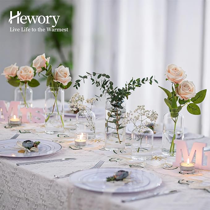 Hewory Glass Clear Modern Vase, Elegant Home Decor Floral Arrangements - Image 2