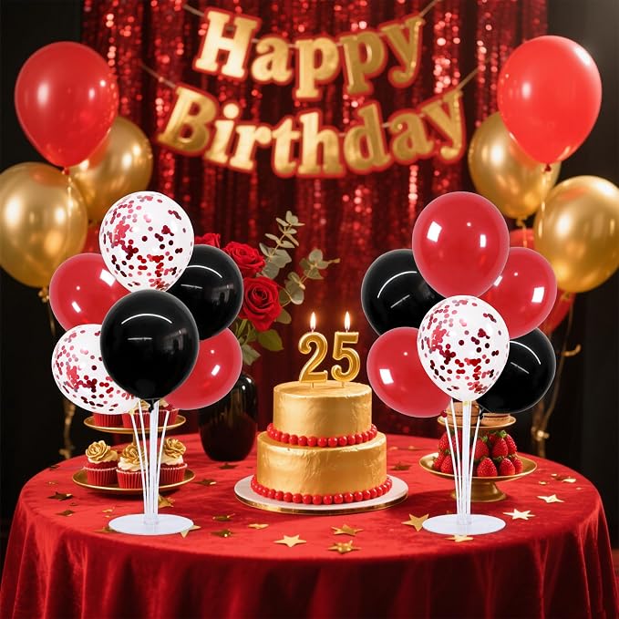 TONIFUL 4 Set Red Black Balloon Stand Balloon Centerpieces - Image 4
