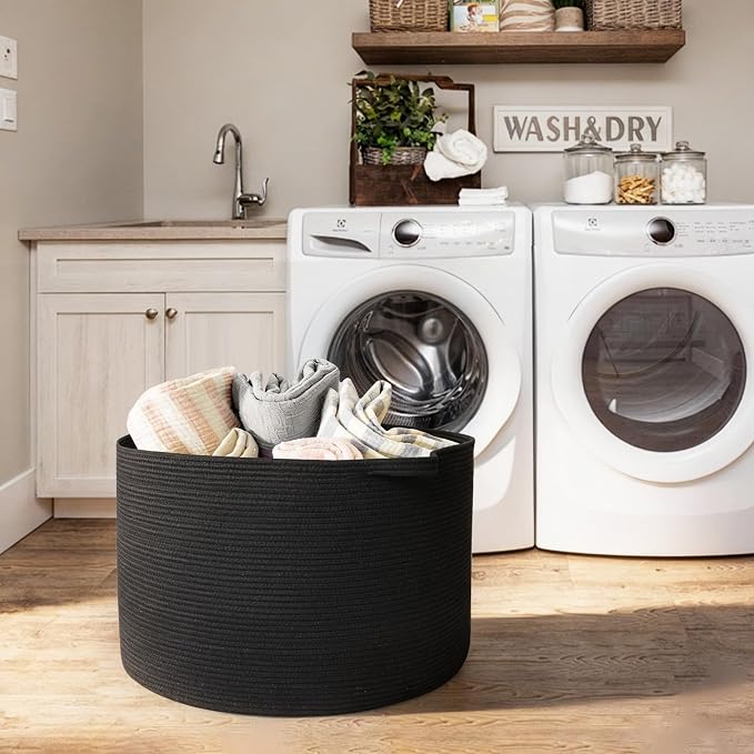 Large Black Blanket Basket, Kids Dog Toy Storage Box Organizer Bins, Blanket - Image 7