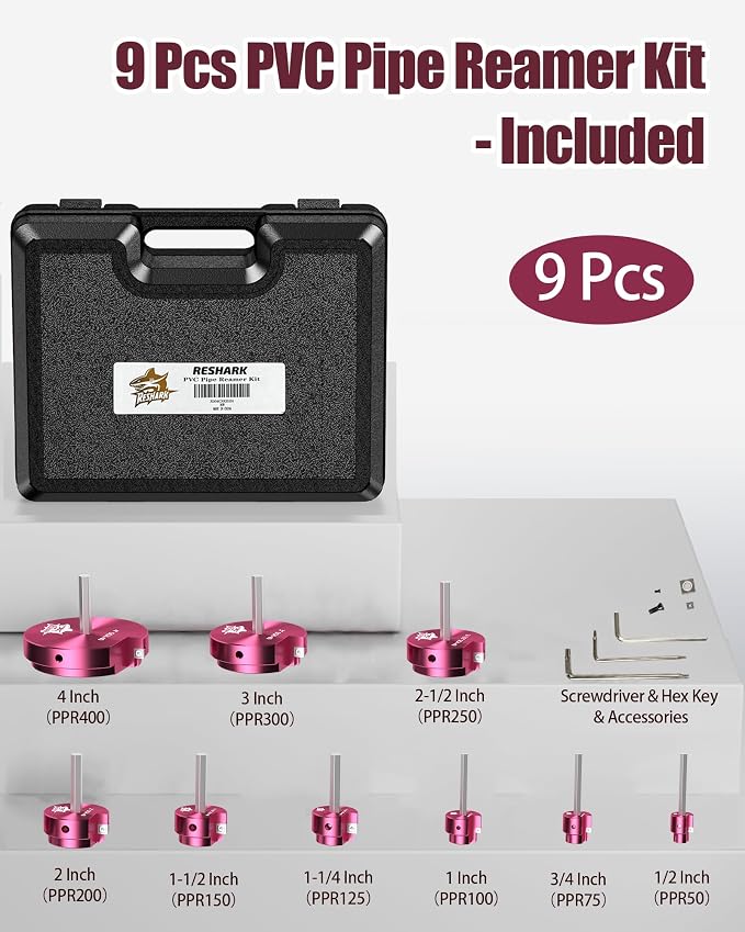 9 Pcs PVC Pipe Reamer Kit, PVC Fitting Saver, Plastic Pipe Fitting Reamer | - Image 2