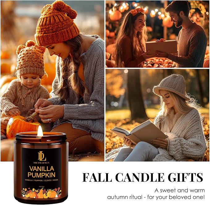 DL DREAMY DEWLA Fall Candle, Vanilla Pumpkin Scented - Image 3