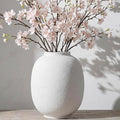 Large White Ceramic Vase, 9.9in Round Tall Flowers Vase by CUCUMI