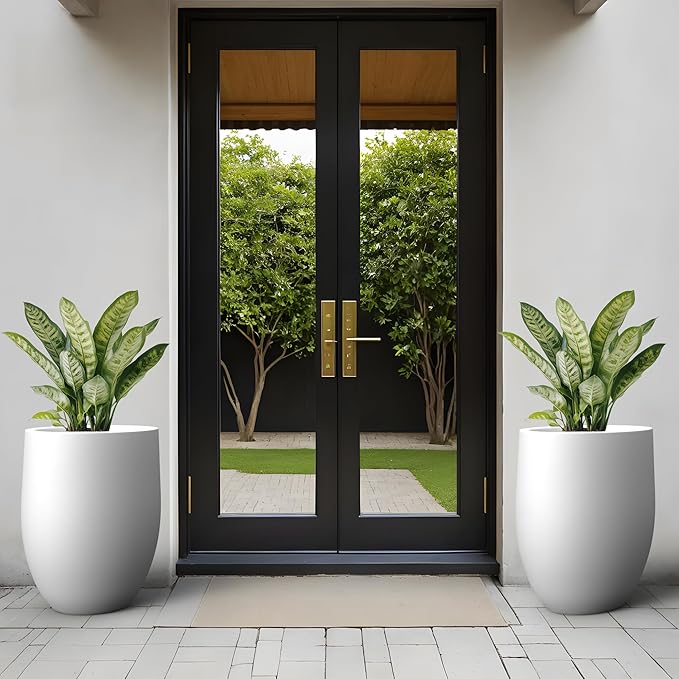 Kante White Concrete Planter 21.7" Tall All-Weather Round Large Pot - Image 3