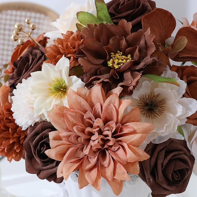 Artificial Flowers Fake Rose Flowers Dahlia - Image 2