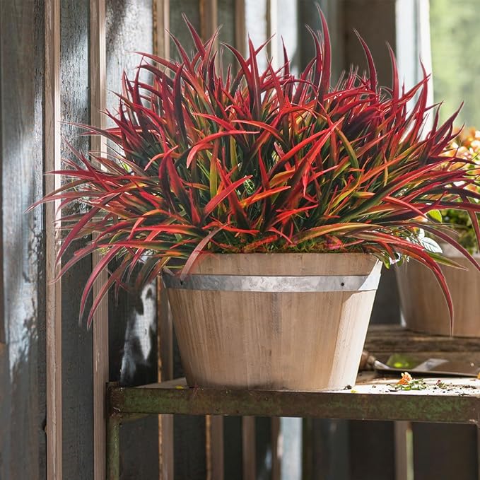 12 Bundles Fake Fall Outdoor Plants Artificial Grass, Autumn Red | Fall Stems - Image 4