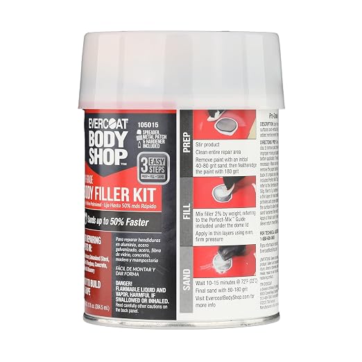 105015 Pro-Grade Body Filler Kit, Fiberglass & More, Easy Mix Hardener Included - Image 2