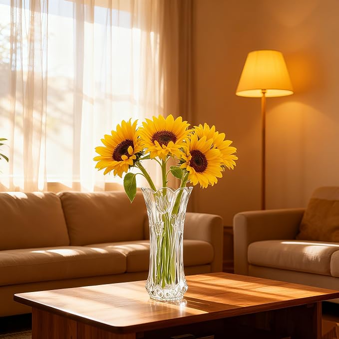 Dicunoy Set of 2 Glass Flower Vase, 9.5" Large Flower Vases - Image 5