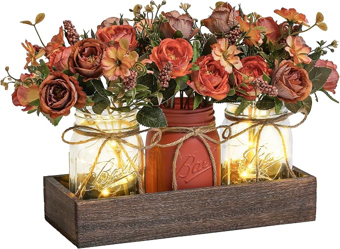 3 Pcs Mason Jar Centerpiece Table Decorations by Unknown