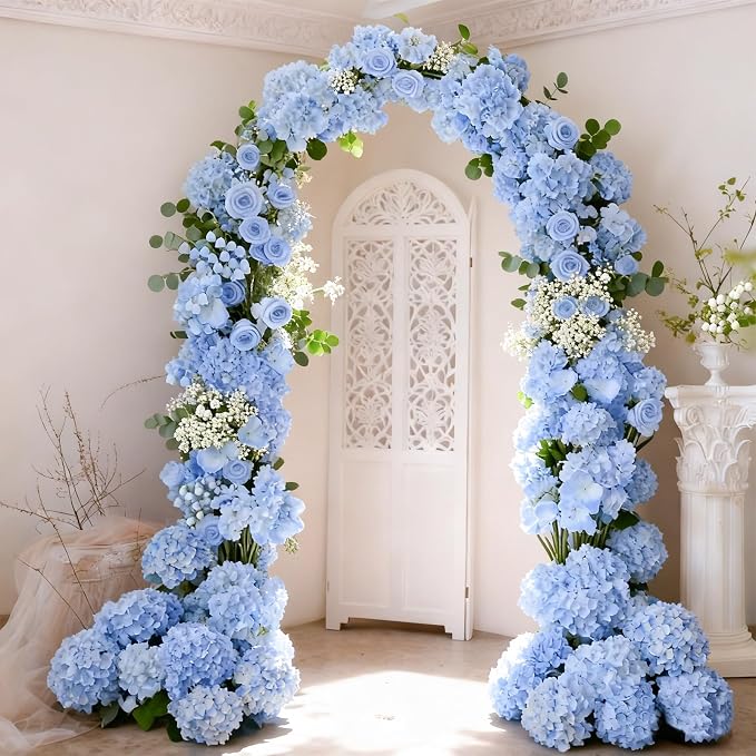 65Pcs Blue Hydrangea Artificial Flowers Bulk，Realistic Silk Fake Flowers - Image 6