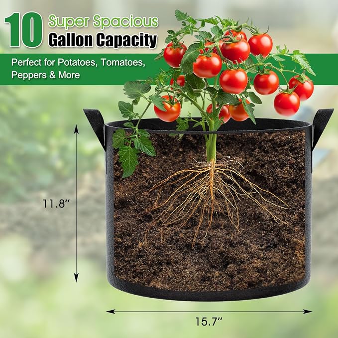 10 Gallon Grow Bags 4 Pack – 300G Thickened Fabric Plant Pots - Image 2