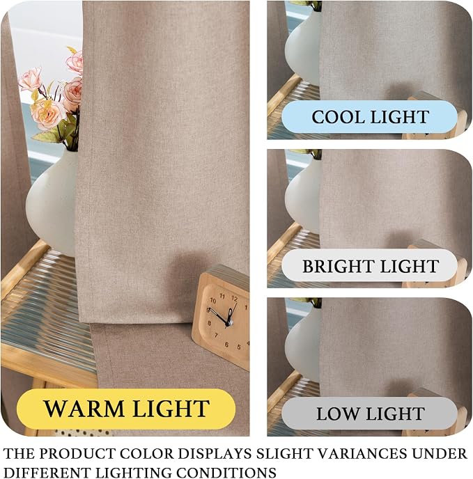 H.VERSAILTEX Grommet Natural Linen Textured Cafe Curtains 45 inch Length - Image 3