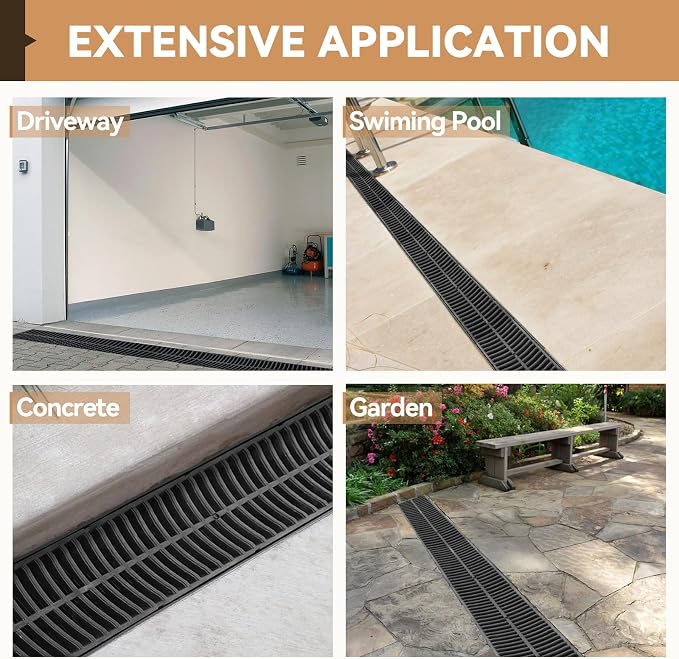 FAHKNS 5 Pack Trench Drain System, 5.9x7.5x39 Inch HDPE Drainage Trench - Image 7