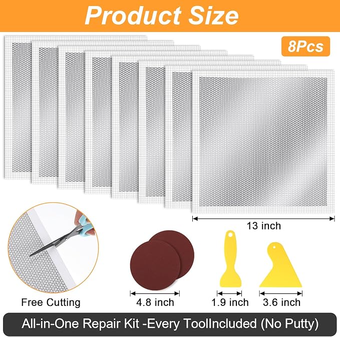 Drywall Repair Kit 13" Drywall Patch Kit Large Hole 8Pcs Wall Patch Repair - Image 2