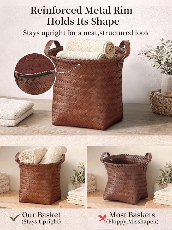 Wicker Storage Baskets, 4 Pack Woven Baskets - Image 5