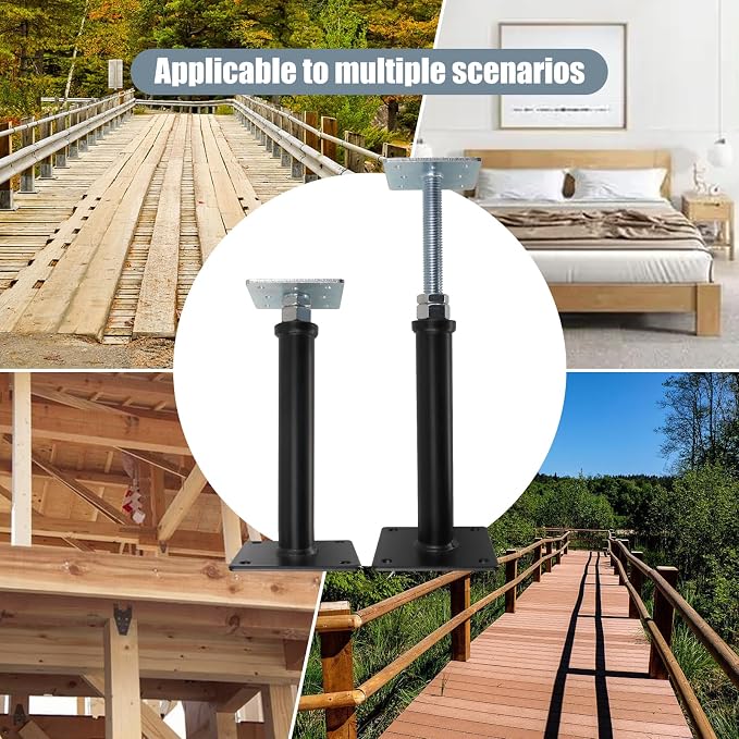 RULLINE 4-Pack Adjustable House Floor Jacks, 9.5-13.5 Inch Mini Screw Jacks - Image 4
