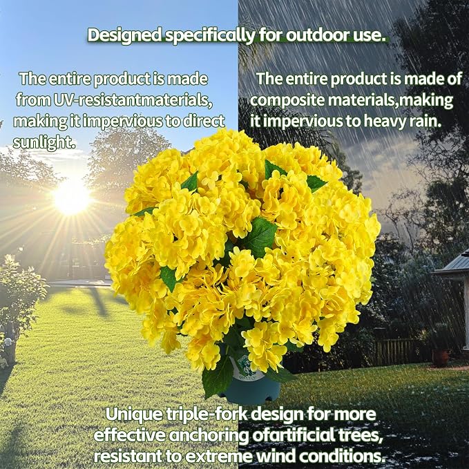 Artificial Hydrangea Bush – 20 Inch Potted Faux Hydrangea Plant, UV Resistant - Image 4