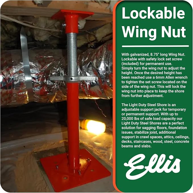 Ellis Manufacturing Light-Duty Steel, Construction Jack Post, Floor Leveling - Image 7