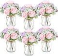 6 Sets Mason Jar Flowers Centerpiece Table Decorations, Artificial Peony Baby's by Zeyune