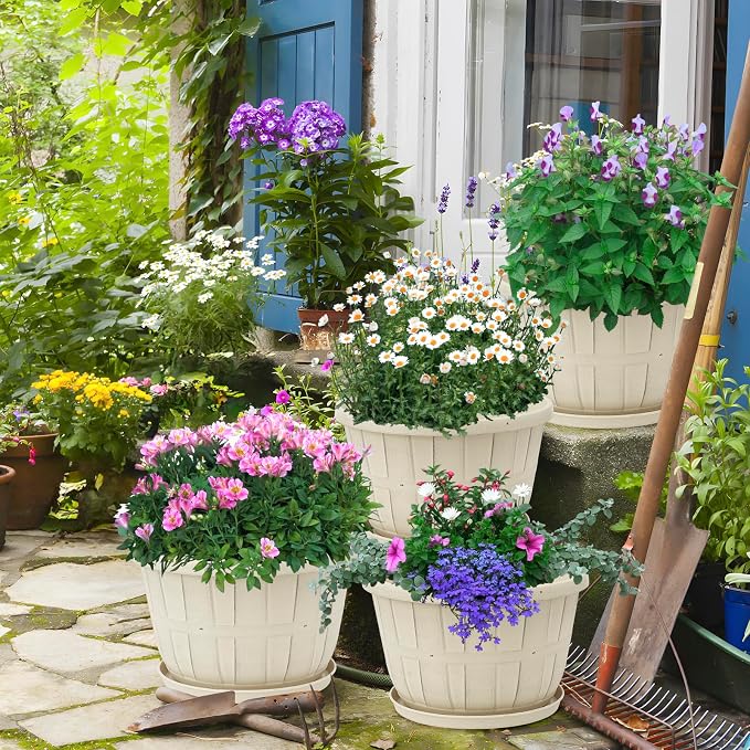 Quarut Plant Planters Pots Set of 4 Pack 16 Inch，Large Plastic Flower Pot | - Image 6