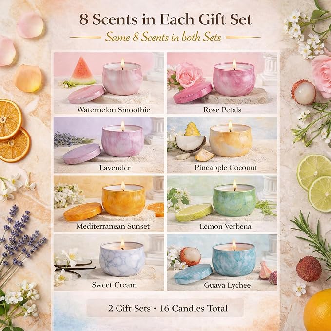 Aromatherapy Candle Gift Set for Women, 16 Pack Fruity Floral Soy Wax Candles - Image 2