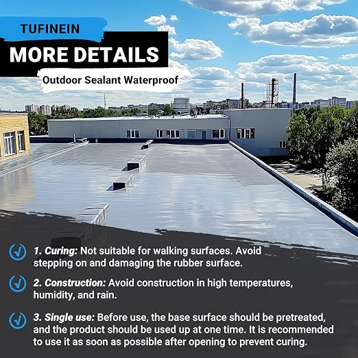 Rubber Liquid Waterproof Sealant, TUFINEIN 11 LB/5 KG Neutral Gray Quick Drying - Image 9