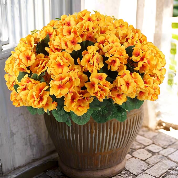 Hananona 6 Pcs Artificial Geranium Flowers by HANANONA