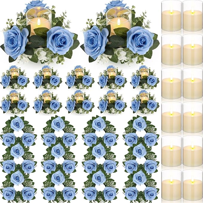 Yunlly 12 Pcs Rose Candle Rings by Yunlly