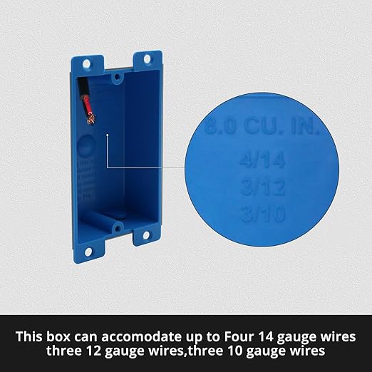 Old Work Box 1 Gang, Shallow Electrical Outlet Box, ETL Certified | Blue PVC - Image 3