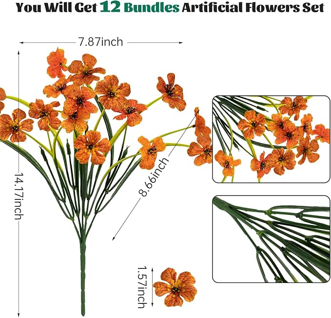 Lnoicy 12 Pcs Artificial Flowers - Image 2
