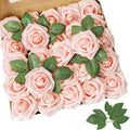 AmyHomie Blush Pink Rose 50pcs Real Looking Artificial Flowers w/Stem | Bouquet by AmyHomie