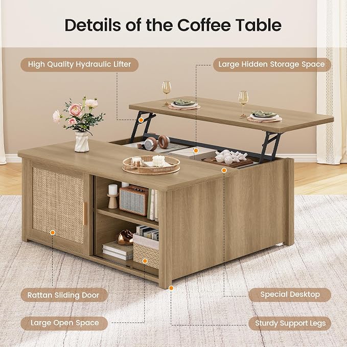 SEDETA 31.5" Lift Top Coffee Table - Image 3