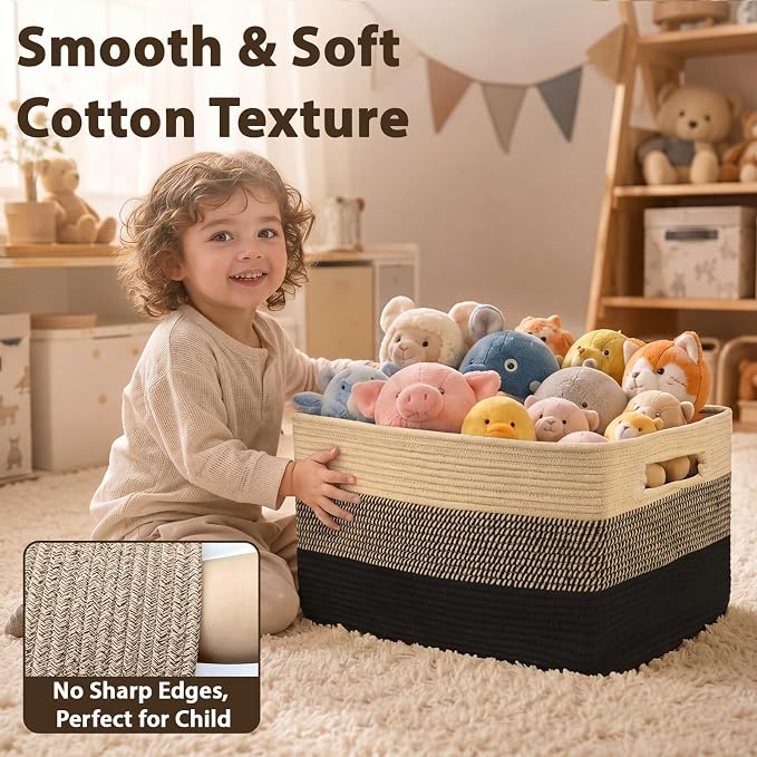 Optish 95L Large Woven Blanket Basket, Storage Basket - Image 4