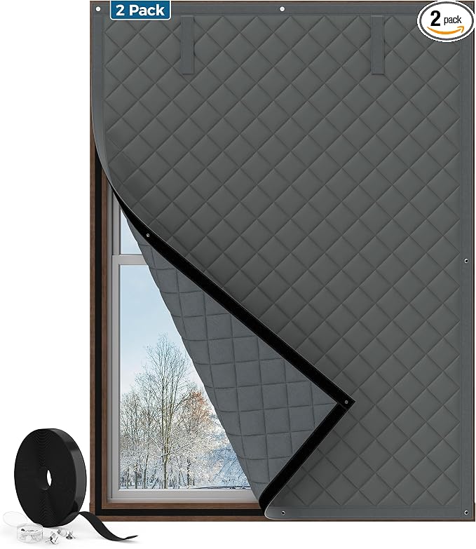 Augblinds Window Insulation for Winter, 2 Pack Curtain Size 46" x 62", Thermal by Augblinds