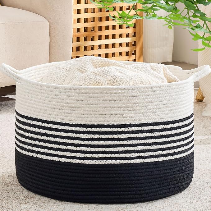 KAKAMAY Large Blanket Basket by KAKAMAY