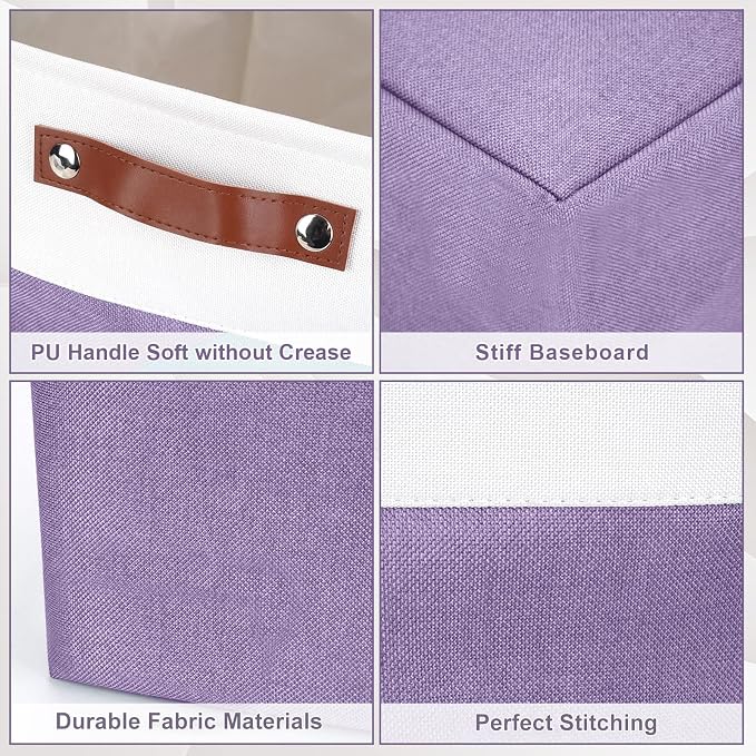Collapsible Fabric Storage Cubes 11x11 Cube Storage Bins, 4 Pack Closet Baskets - Image 6