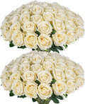 50 PCS Fake Champagne Roses, Artificial Flowers Bulk, Realistic Silk Roses | by Jefuzh