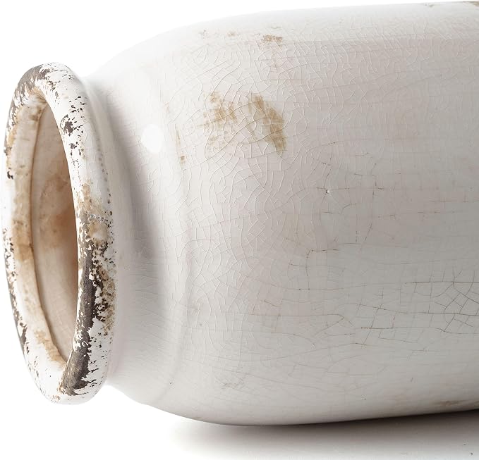 VICTOR & TERESA Rustic Large White Vase - Image 6