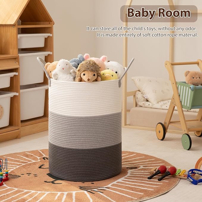 OIAHOMY 60L Nursery Hamper Laundry Basket Laundry Hamper Gradient Grey | - Image 3
