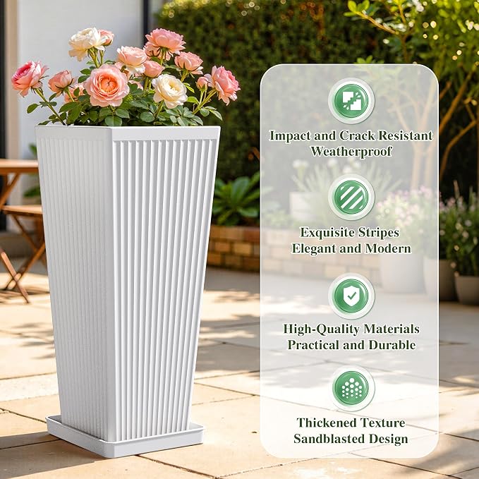 24" Tapered Tall Planters for Outdoor Plants - Image 4