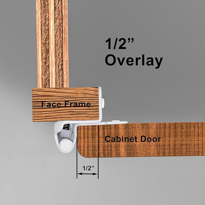 White Cabinet Hinges, 1/2” Overlay, 4 Pack | - Image 2