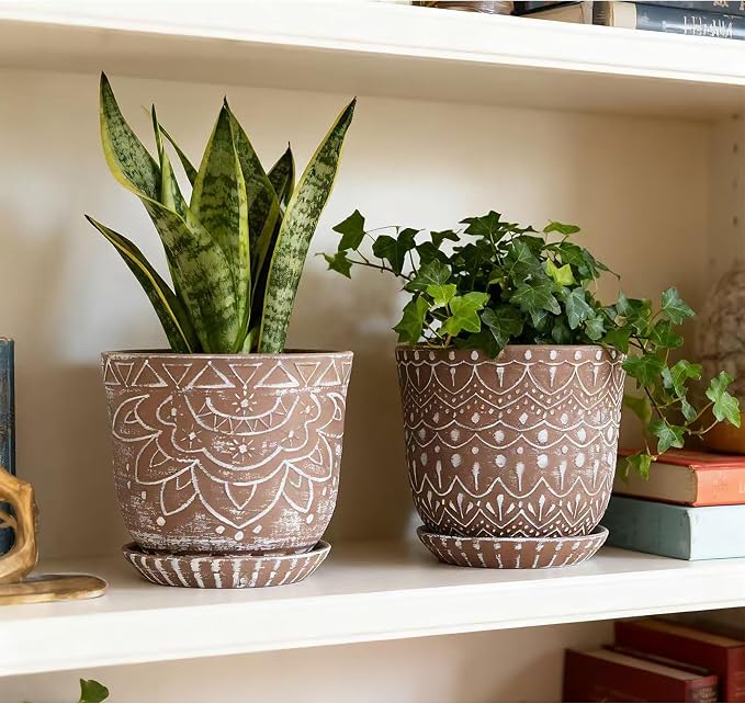 Gepege Ceramic Plant Pots, 6 Inch Indoor Planters - Image 8