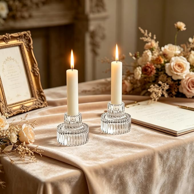 Hosley Set of 12 Glass Taper Candle Holders - Image 4