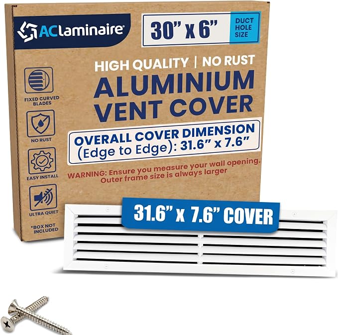 30x6 Aluminum Wall Ceiling Air Return Vent Cover HVAC Rustproof Grille by ACLAMINAIRE