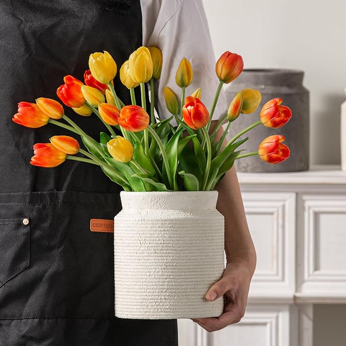 Ceramic Flower Vase 7.5 inch Farmhouse Rustic Vase - Image 9