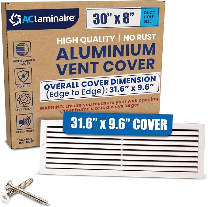30x8 Aluminum Wall Ceiling Air Return Vent Cover HVAC Rustproof Grille by ACLAMINAIRE