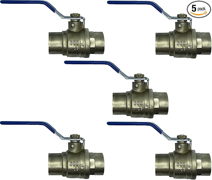 1" Sweat Solder C X C Ball Valve Full Port Water Stop Shut Off, Heavy Duty by EZ-FLUIDPlumbingProducts