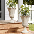 Tall Plastic Urn Planters and Pedestal by Outdoorchairs