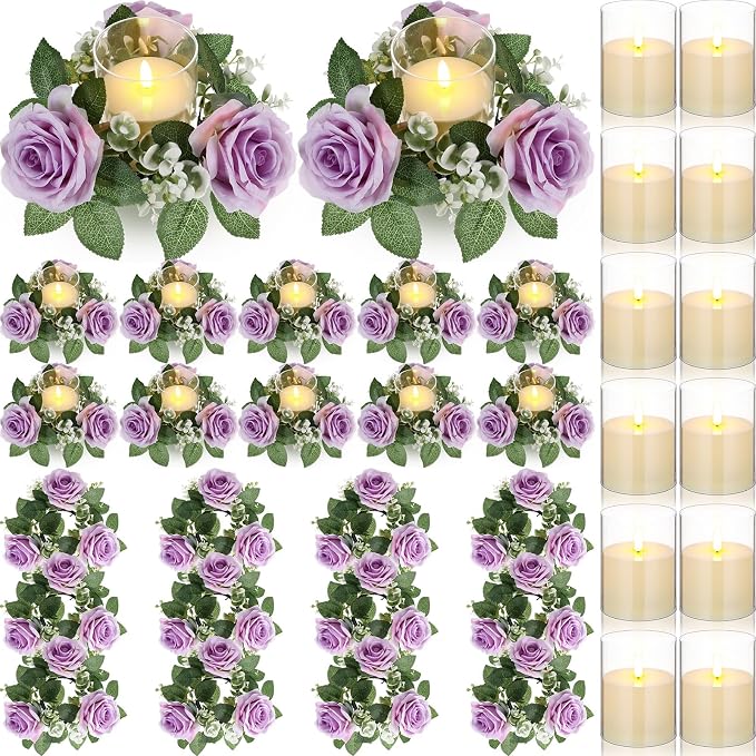 Yunlly 12 Pcs Rose Candle Rings by Yunlly